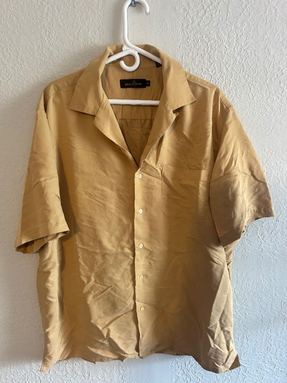 Bugatchi Tan Short-Sleeve Button-Down Shirt - Size Men's XL